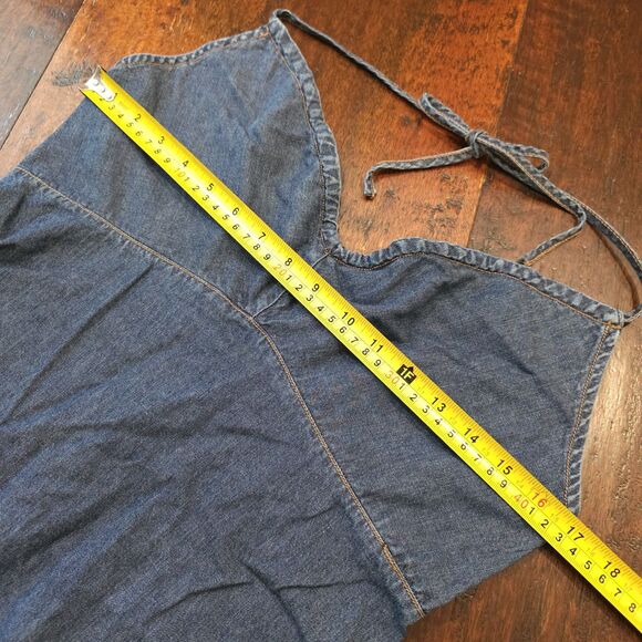 Denim Halter Midi Dress Size 10 Y2K Coquette Summer Festival Cottagecore Casual - Picture 3 of 6
